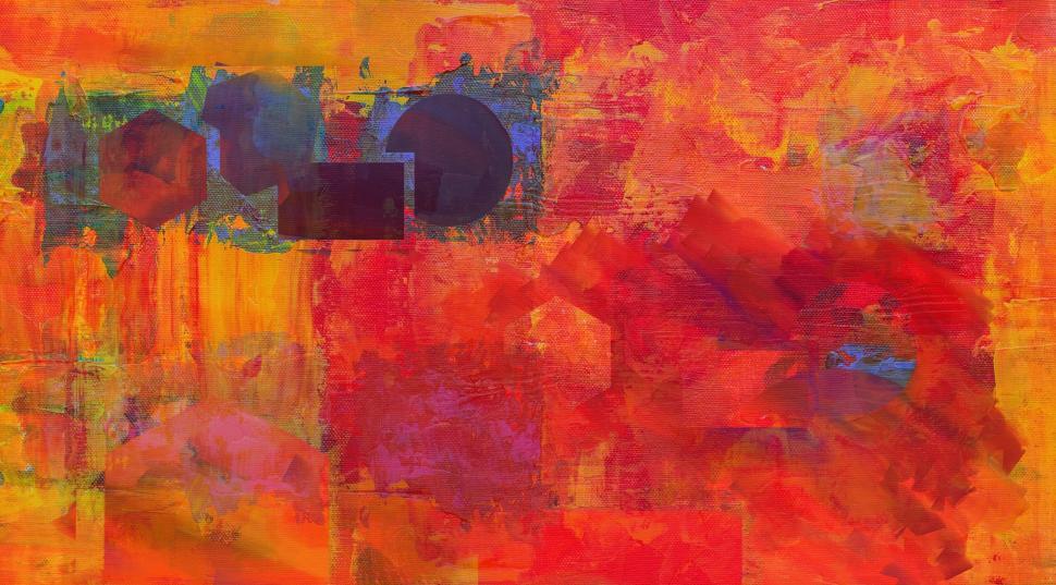 Free Image of Colorful abstract painting with vibrant red and orange hues 
