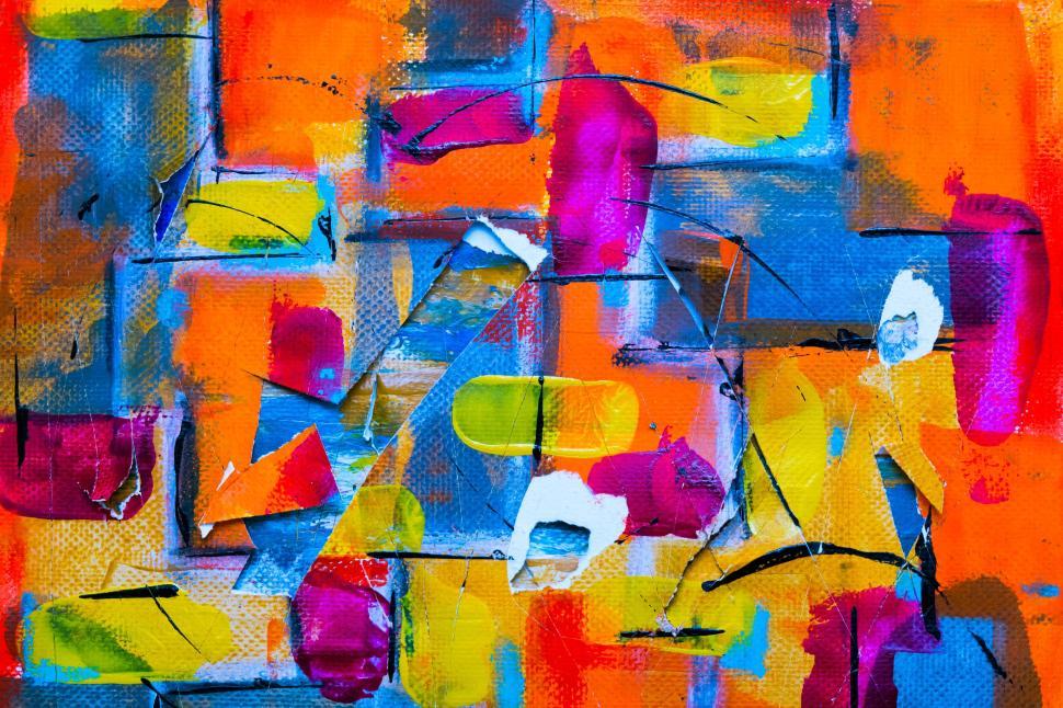 Free Image of Vivid abstract art with bright colors and geometric shapes 