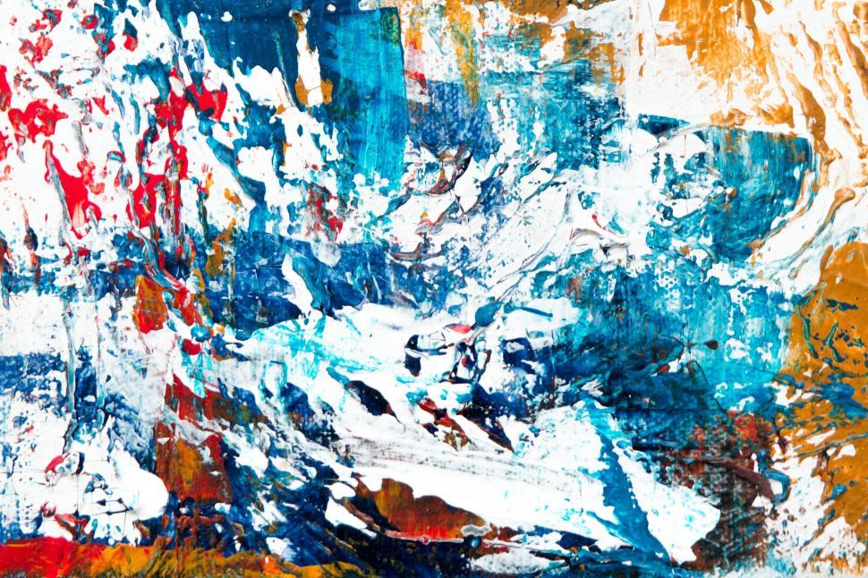 Free Image of Dynamic abstract art in vivid blue, red, and white tones 
