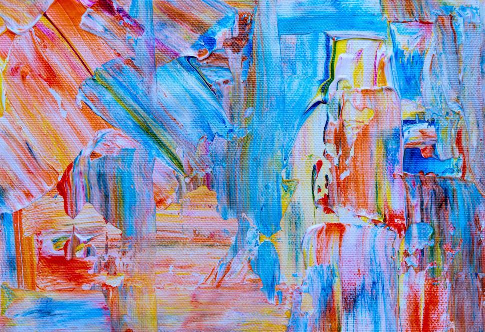 Free Image of Cool toned abstract art with light blue and peach hues 