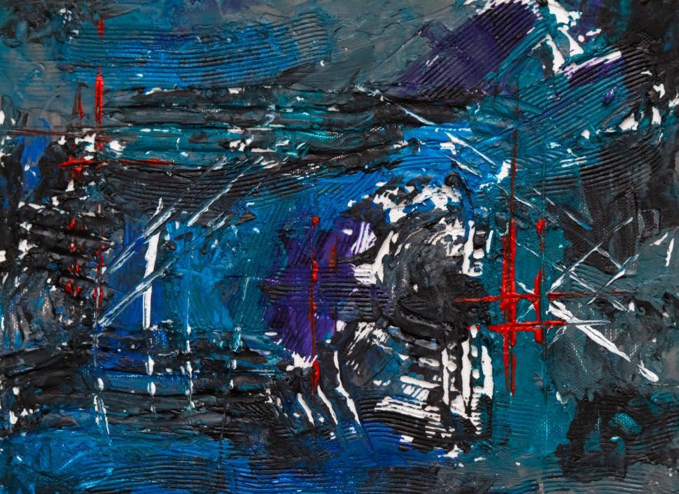 Free Image of Dark blue and red abstract art with textured strokes. 