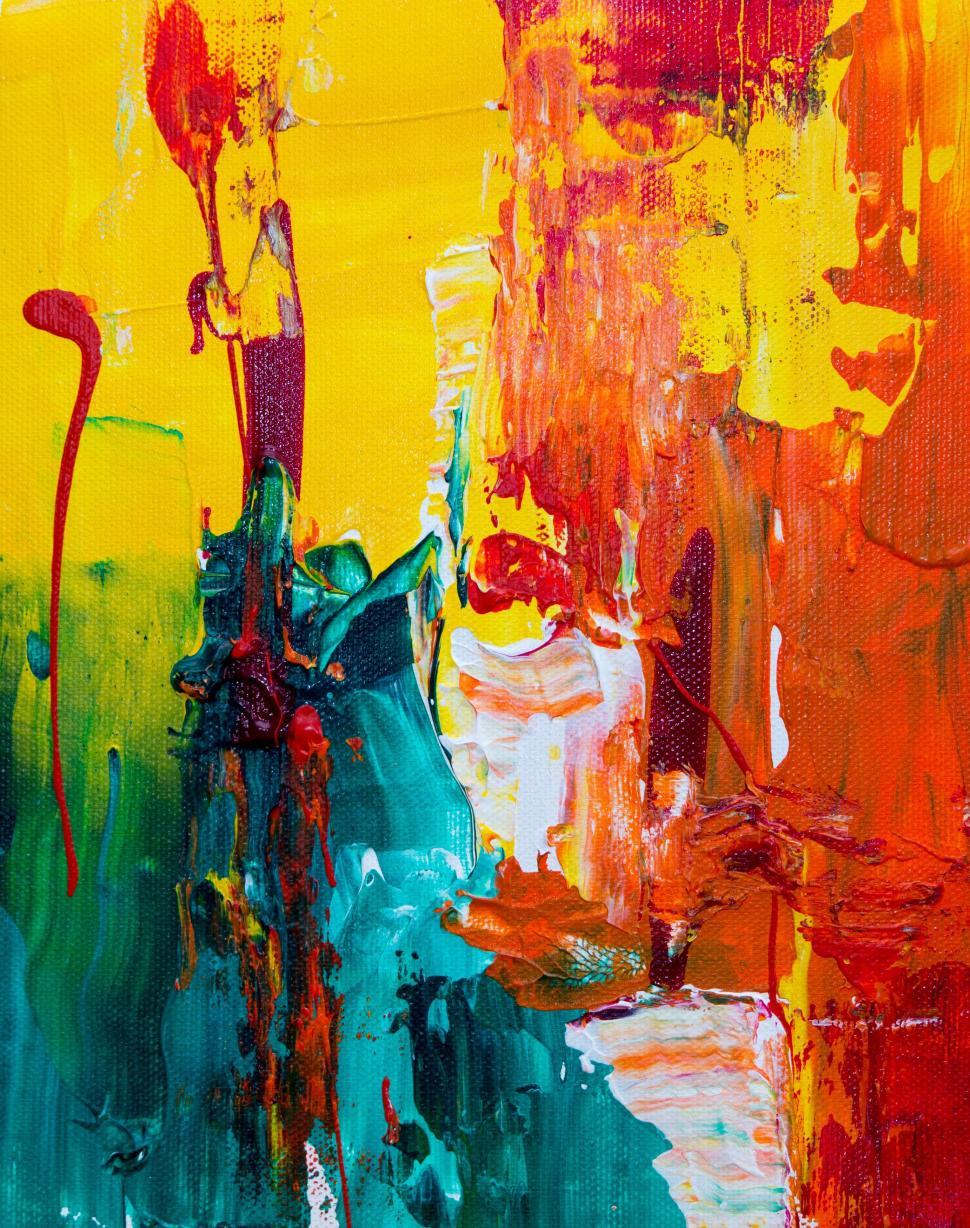 Free Image of Energetic modern art with vibrant hues and textures 