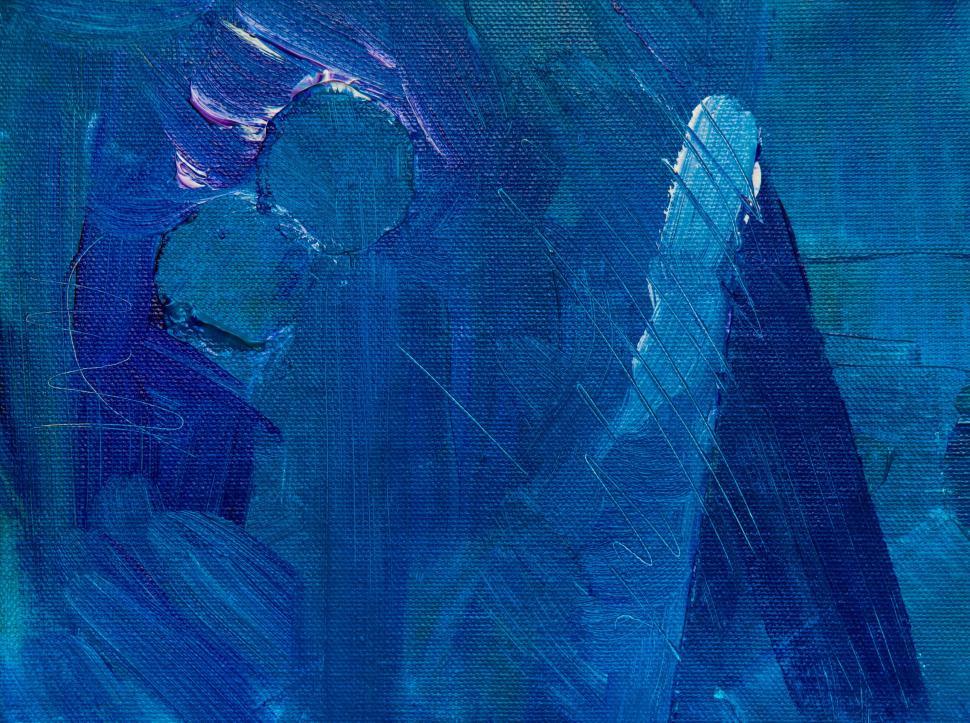 Free Image of Deep blue abstract painting with textured layers 