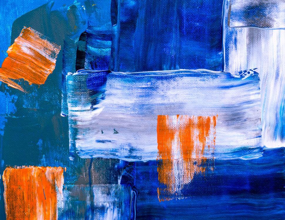 Free Image of Blue and orange abstract brush strokes artwork 