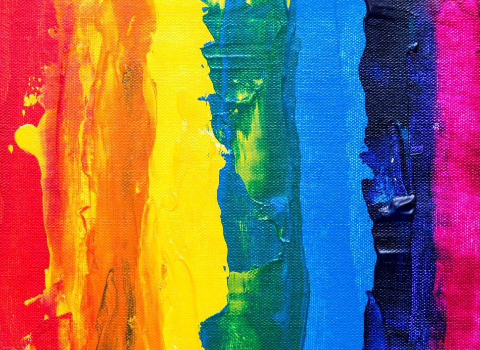 Free Image of Colorful rainbow textured bands abstract painting 