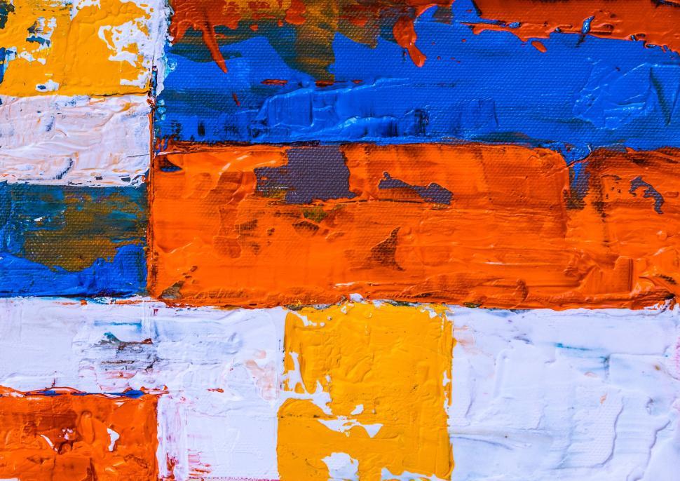 Free Image of Orange and blue geometric texture abstract painting 