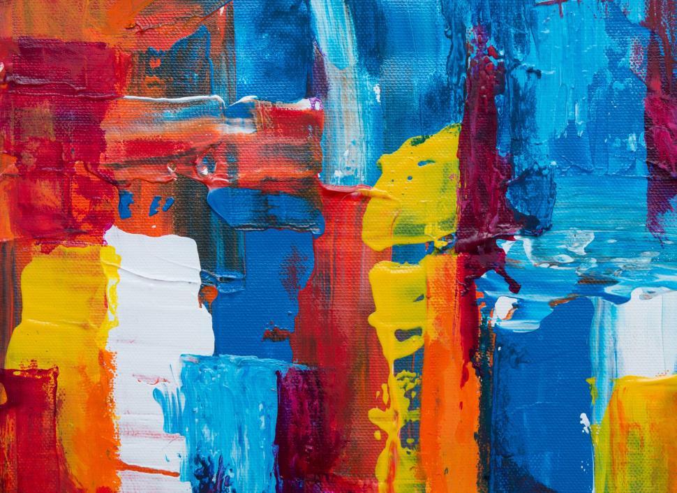 Free Image of Vivid abstract painting with bold brushstrokes and colors 