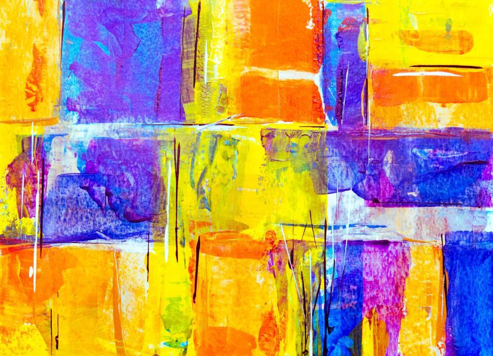 Free Image of Bright abstract art with colorful rectangular patterns. 