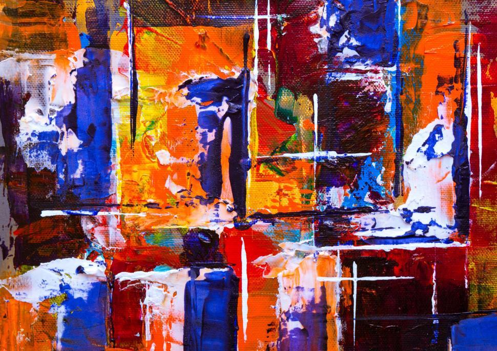 Free Image of Warm abstract artwork with striking orange and blue hues. 