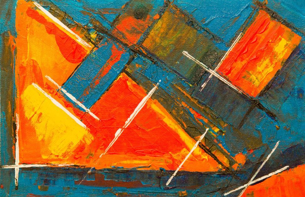 Free Image of Dynamic abstract painting with bold orange strokes. 