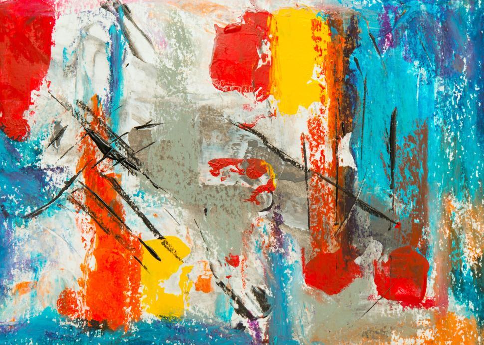 Free Image of Colorful and chaotic abstract artwork on large canvas 