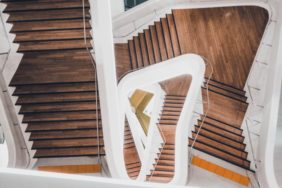 Free Image of Abstract and modern wooden staircase architectural design 