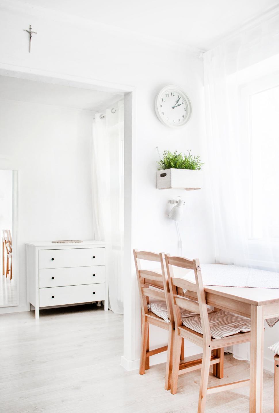 Free Image of Bright white modern minimalist kitchen interior design 