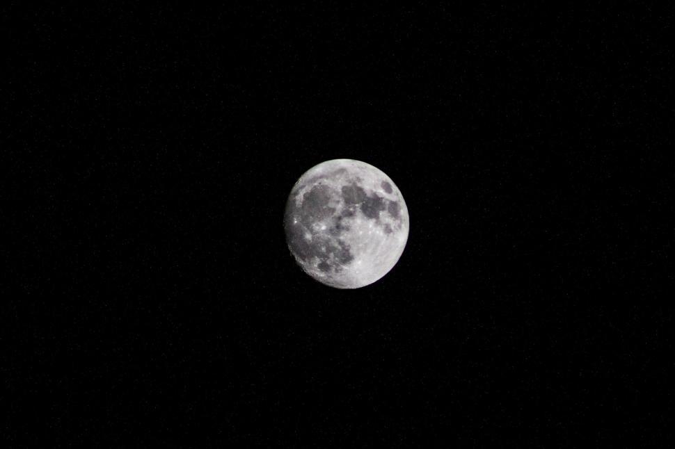 Free Image of Full moon against a dark night sky in clear contrast. 