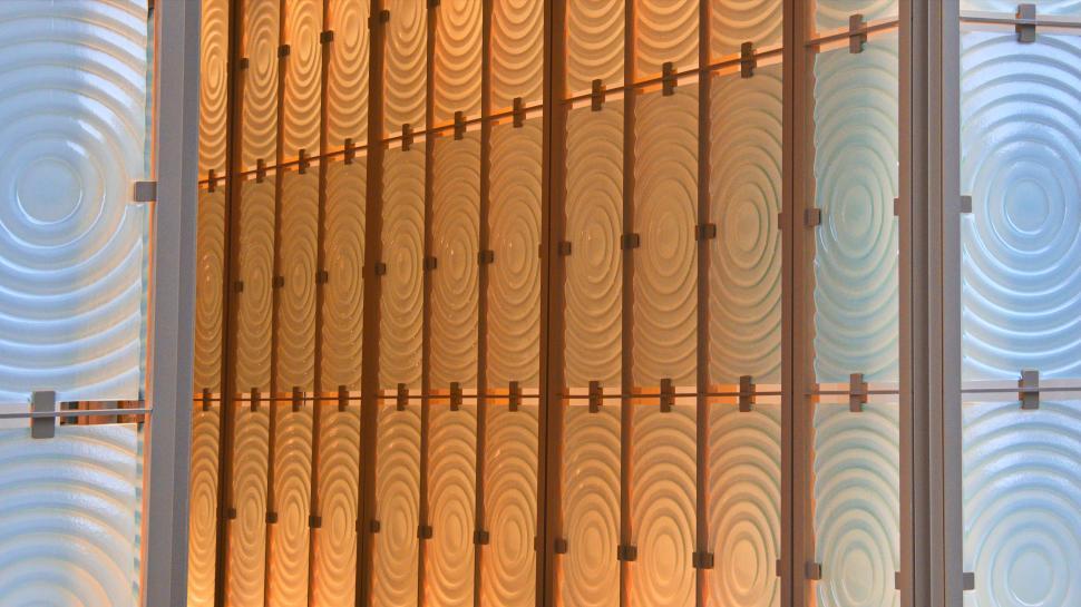 Free Image of Artistic interior wall with illuminated decorative panels 