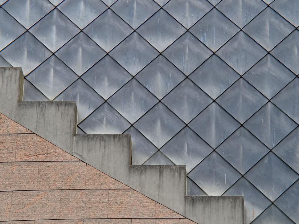 Free Image of Abstract stairs with textured wall in geometric pattern 