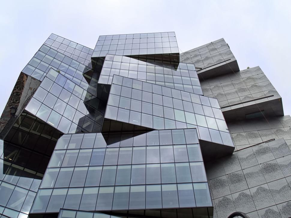 Free Image of Abstract modern building with irregular glass structures 