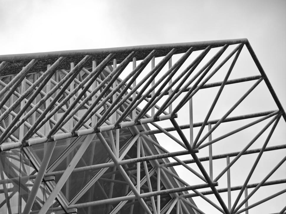 Free Image of Abstract black and white metal structural design 