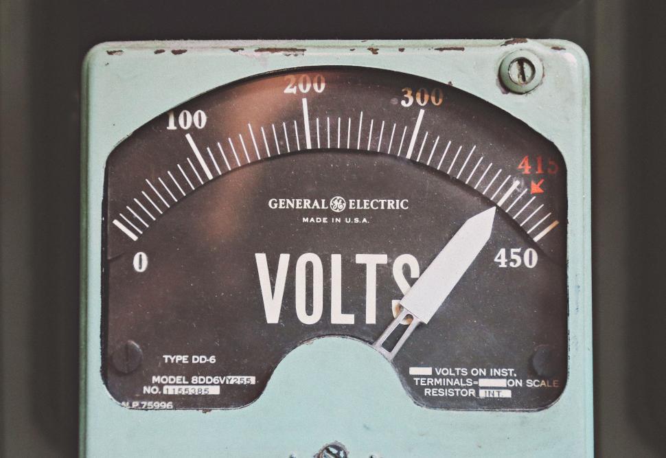 Free Image of Vintage Volt Meter Displaying High Voltage Reading 
