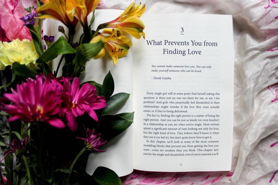 Free Image of Open book with flowers on a vibrant background. 