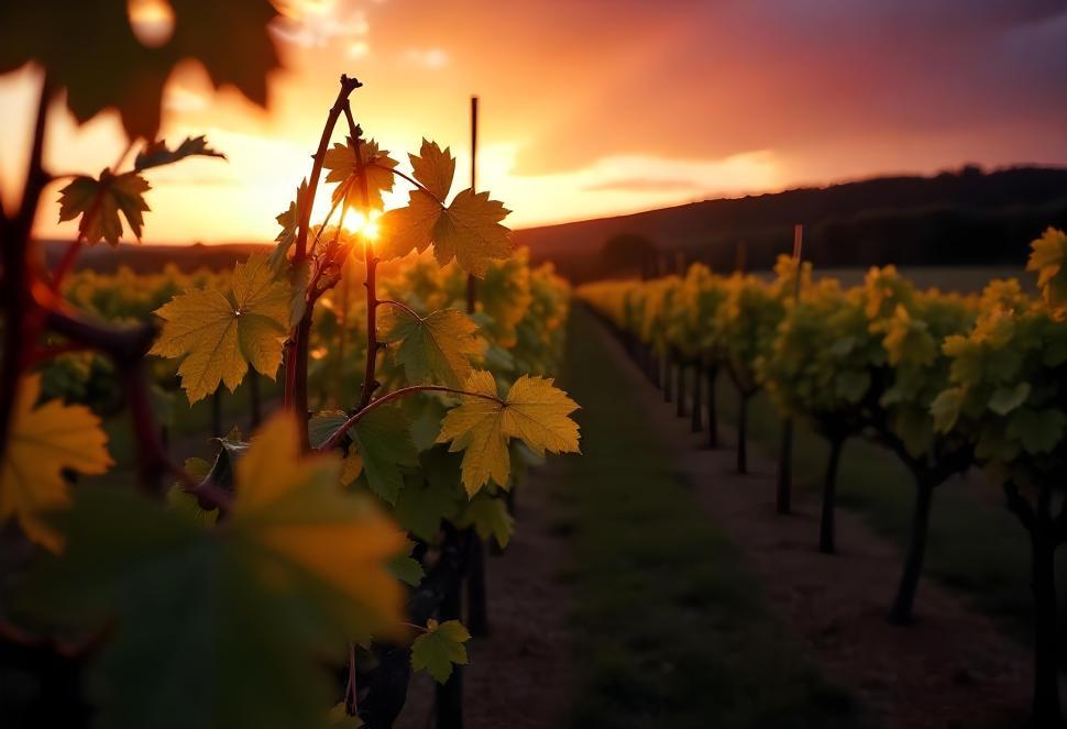 Free Image of Vineyard During Sunset 