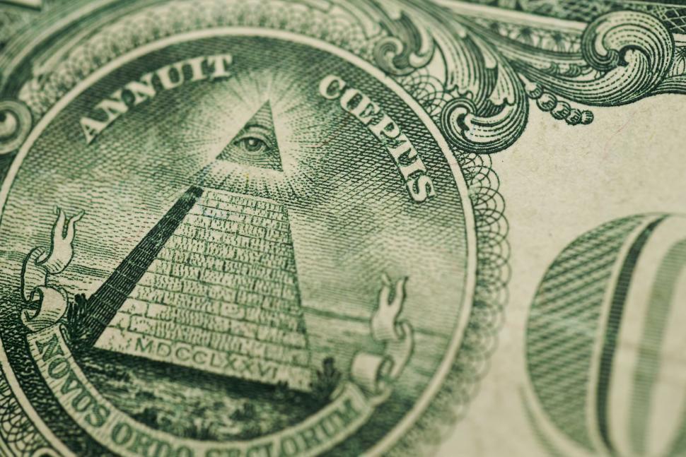 Free Image of Illuminati pyramid and All Seeing Eye on dollar bill 