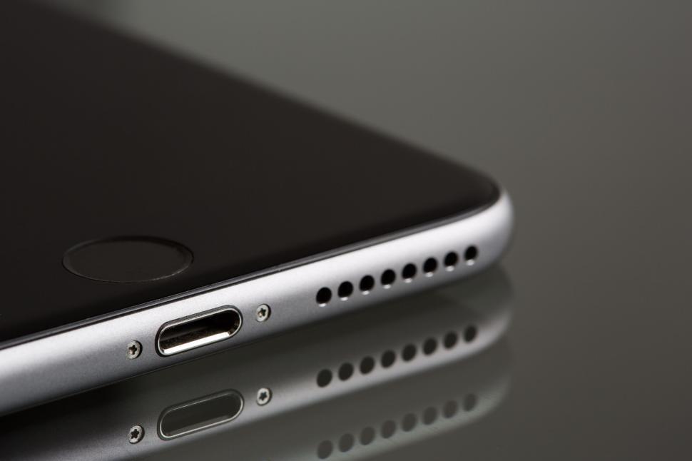 Free Image of Close-up of modern smartphone with sleek black design. 