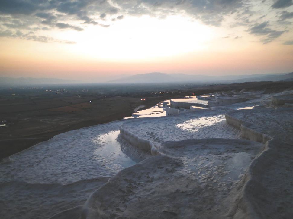 Free Image of Breathtaking view of natural terraces at sunset 