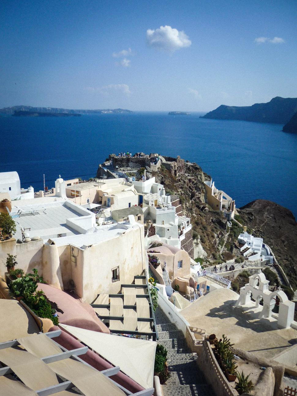 Free Image of Picturesque coastal village overlooking the Aegean Sea 