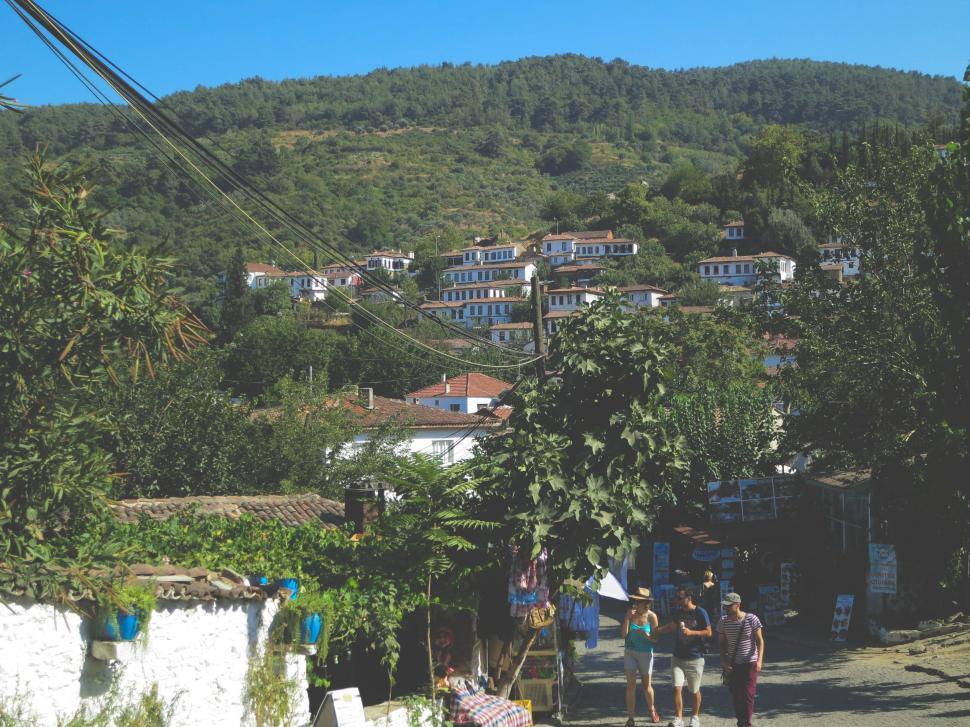 Free Image of Charming village nestled in lush green hills and valleys 