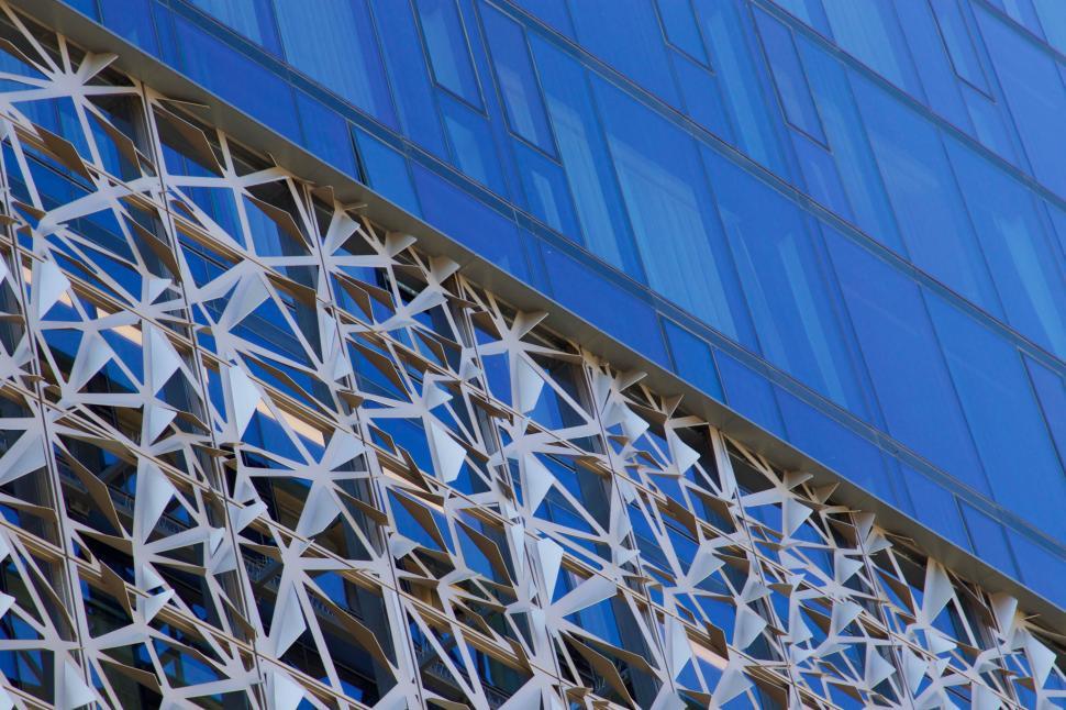 Free Image of Modern building facade with unique geometric design. 