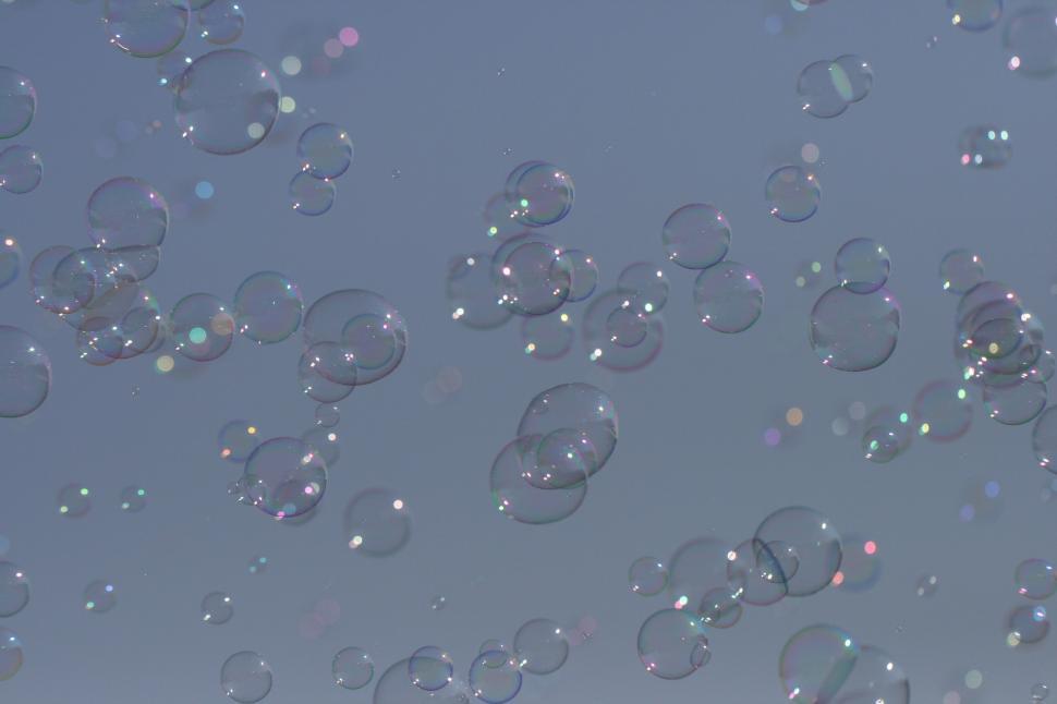 Free Image of Floating soap bubbles reflecting colorful light gleam. 