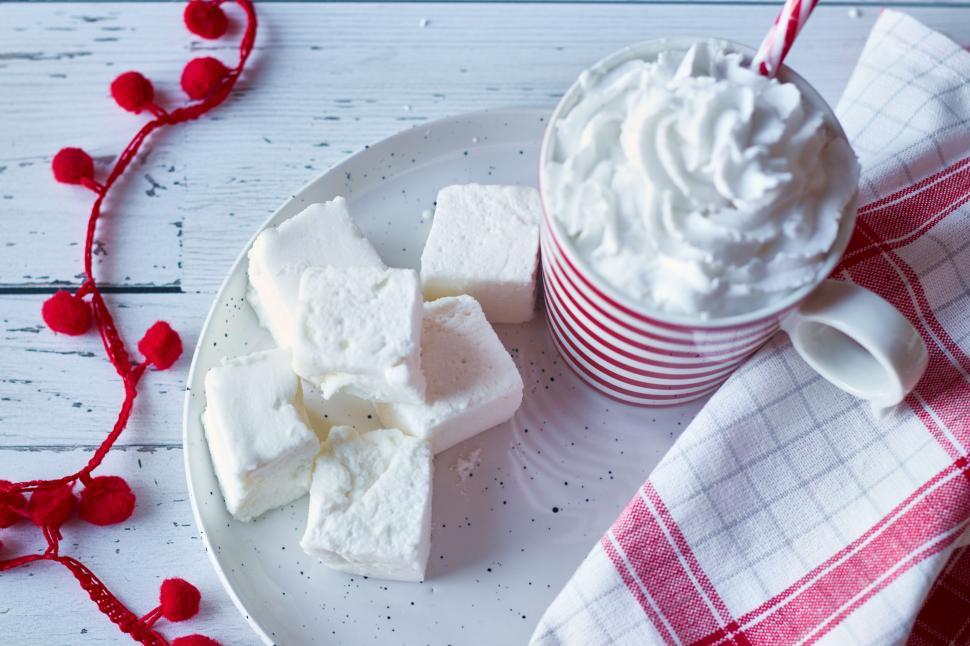 Free Image of Hot Chocolate with Marshmallows and Whipped Cream 