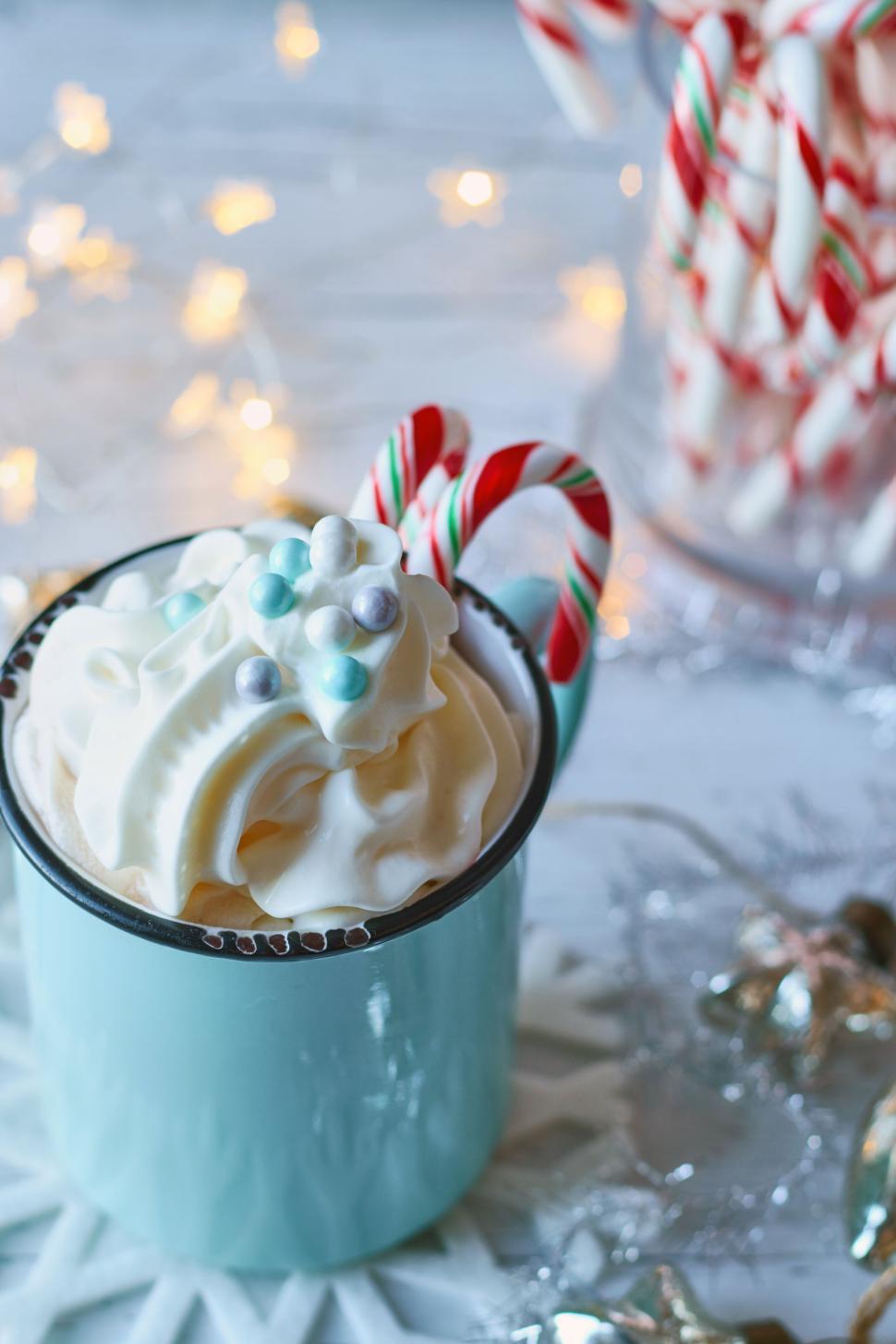 Free Image of Cup of hot chocolate with whipped cream topping. 