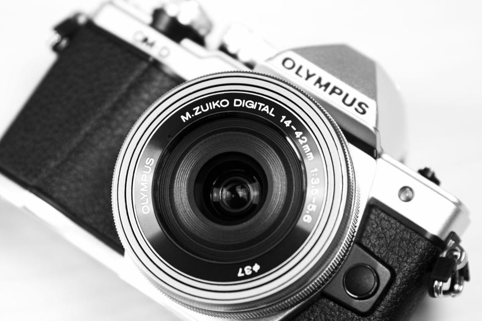 Free Image of Close-up of an Olympus camera with M.Zuiko lens 