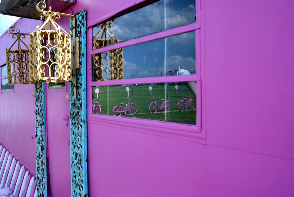 Free Image of Old Pink RV Trailer 