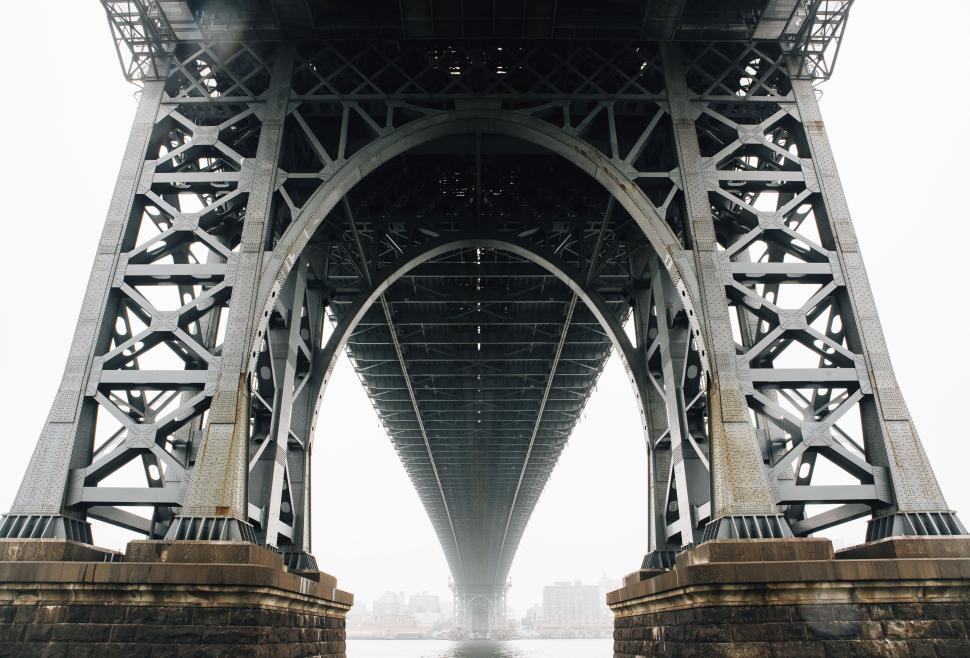 Free Image of Underneath the massive metal bridge, artistic perspective. 