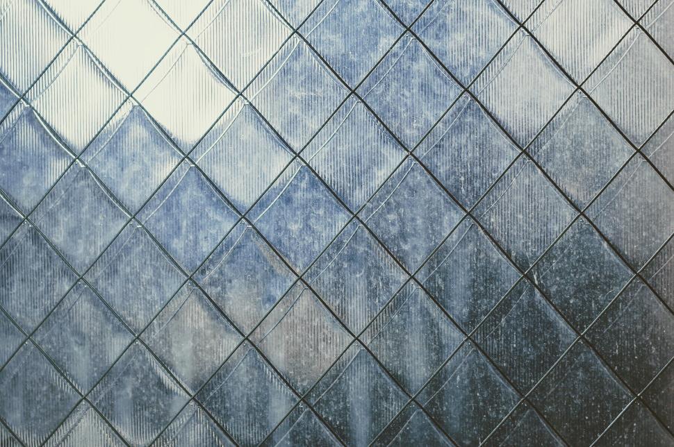Free Image of Patterned frosted glass texture with a diamond design 