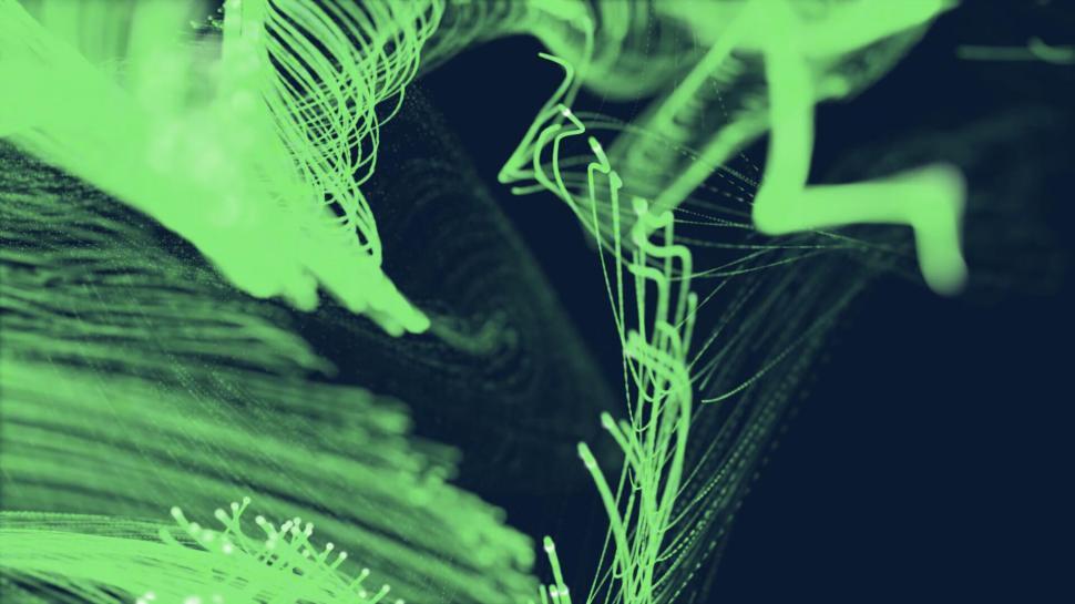 Free Image of Neon green wisps and lines on a dark background 