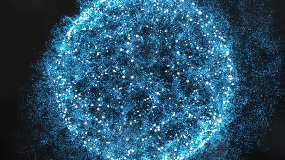 Free Image of Blue digital globe with interconnected light dots 