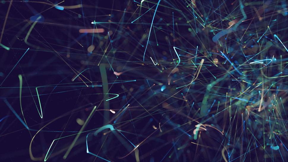 Free Image of Complex array of light streaks intersecting in bright design 
