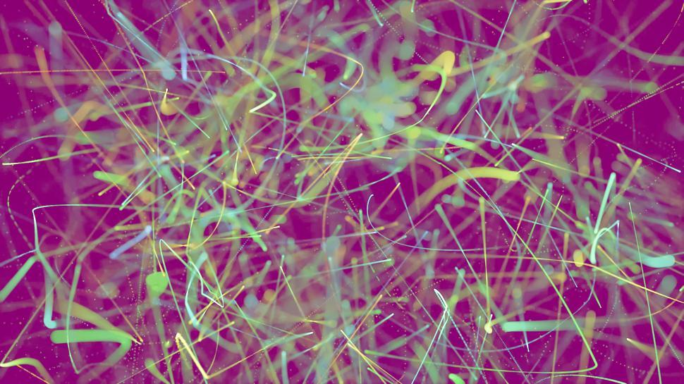 Free Image of Colorful light trails on a magenta background, abstract. 