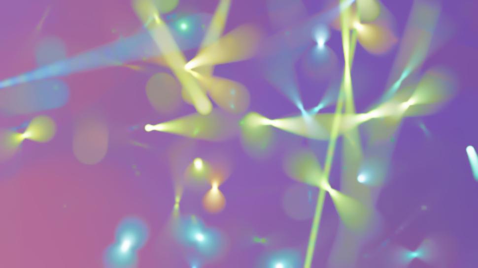 Free Image of Vibrant colorful light trails against purple background 