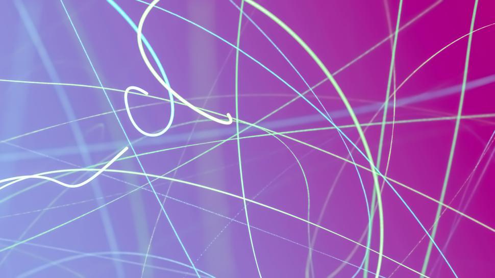 Free Image of Intricate abstract white and green lines over magenta 