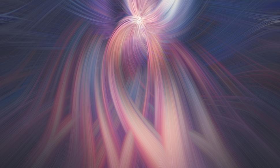Free Image of Abstract digital art with blue and pink glowing streaks 