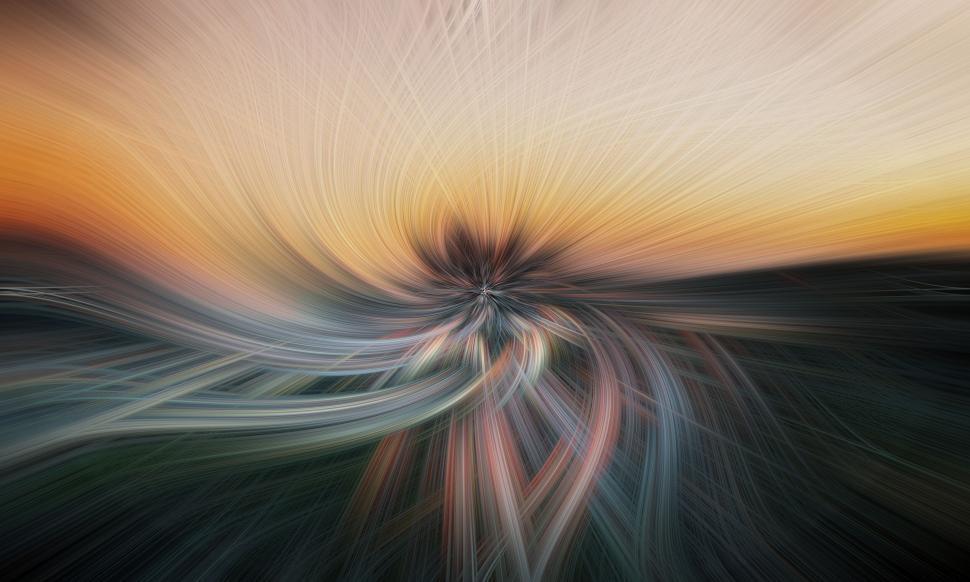 Free Image of Abstract sunset with swirling lines and gradient colors. 