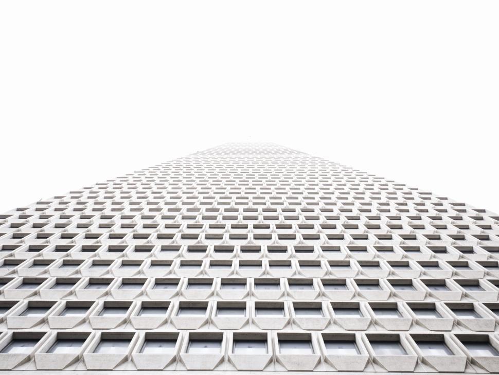 Free Image of Perspective view of a grid-patterned building exterior 