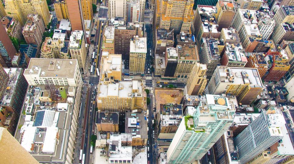 Free Image of Aerial view of bustling city with diverse architecture 