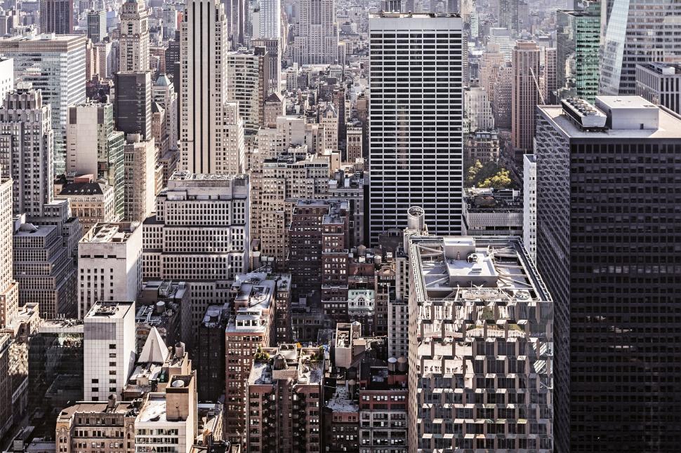Free Image of Urban skyline with towering buildings and skyscrapers 
