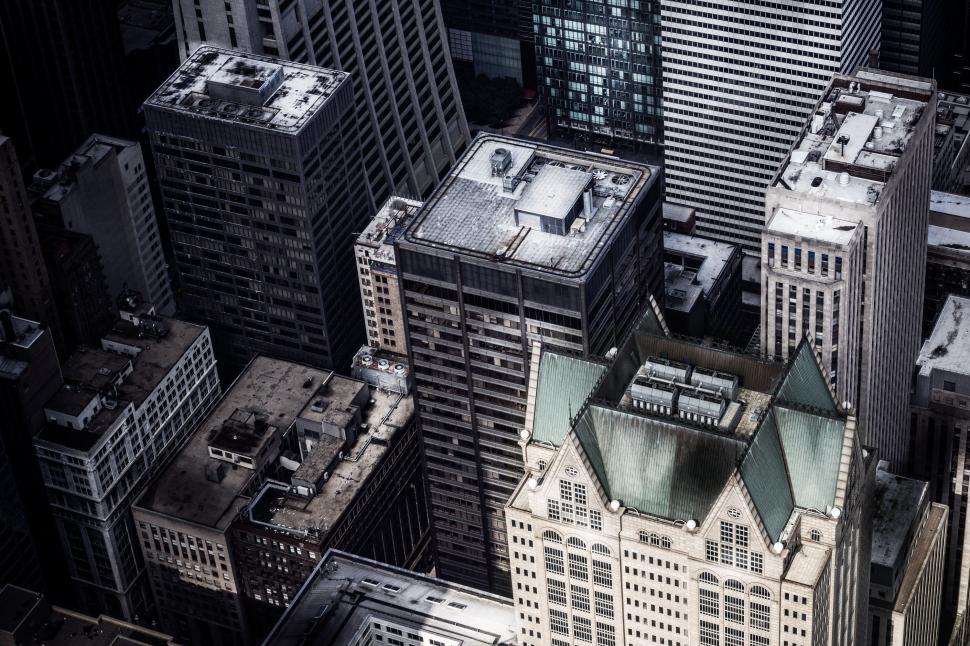 Free Image of Top view of various high-rise buildings in city landscape 